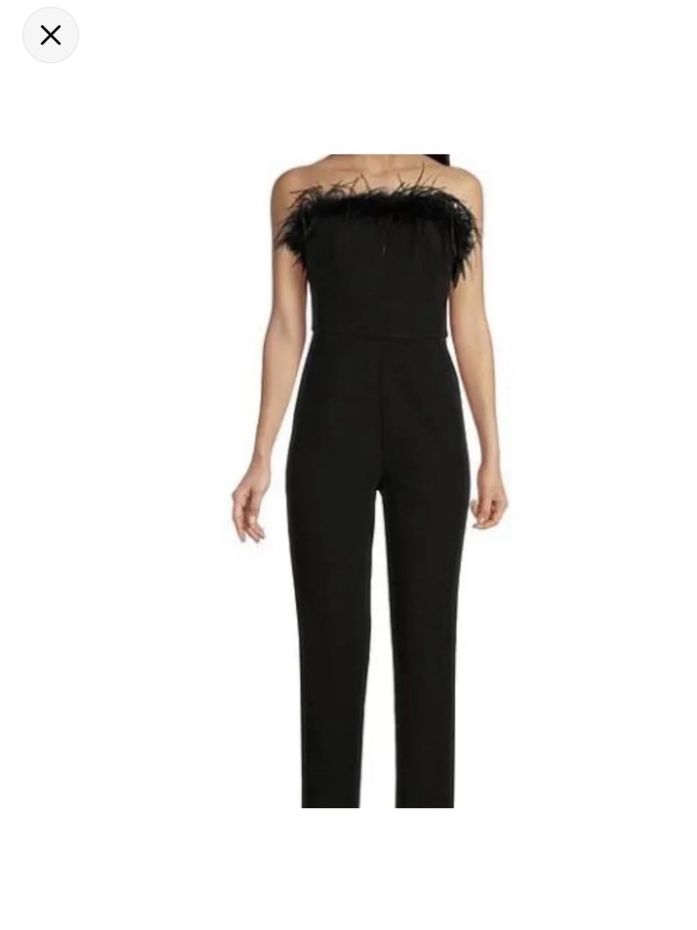 Gianni Bini Black Strapless Feather-Trim Jumpsuit